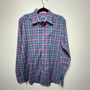 J.Mclaughlin Plaid Shirt Button-down Long Sleeves Green  Multicolor L